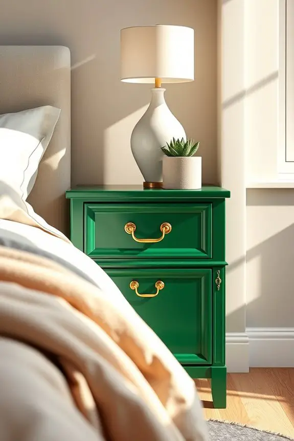 emerald green bedroom glamour