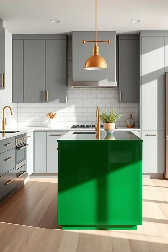 emerald green kitchen island