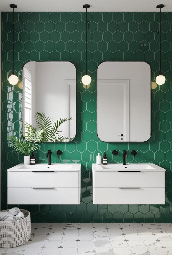 emerald hex tile backdrop