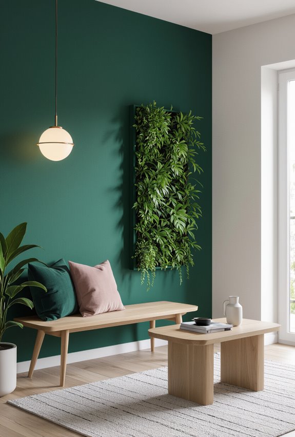 emerald jewel toned accent wall