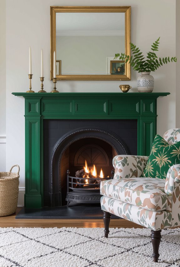 emerald mantel with gold accents