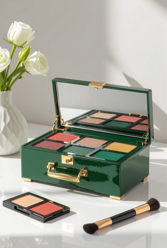 emerald organizer with gold handles