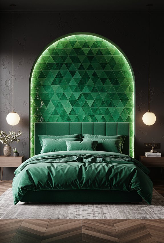 emerald tile accent wall