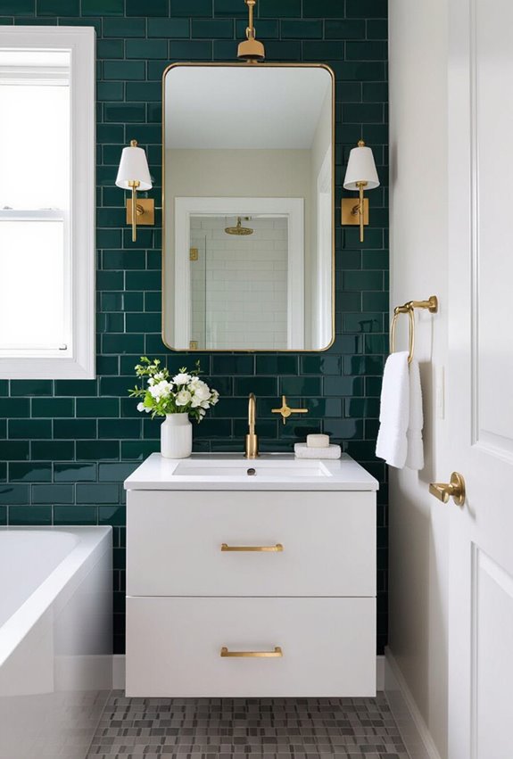emerald tiles with gold trim