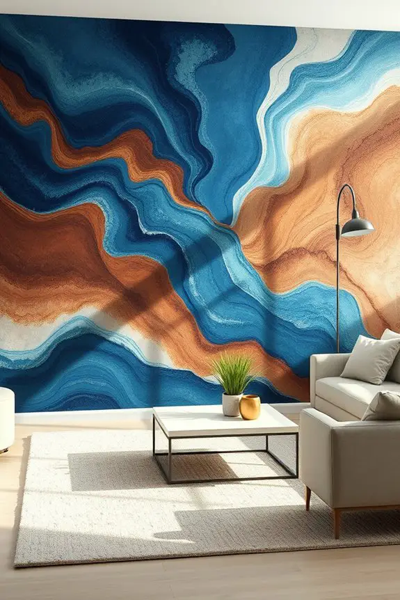 enchanting blue and brown murals