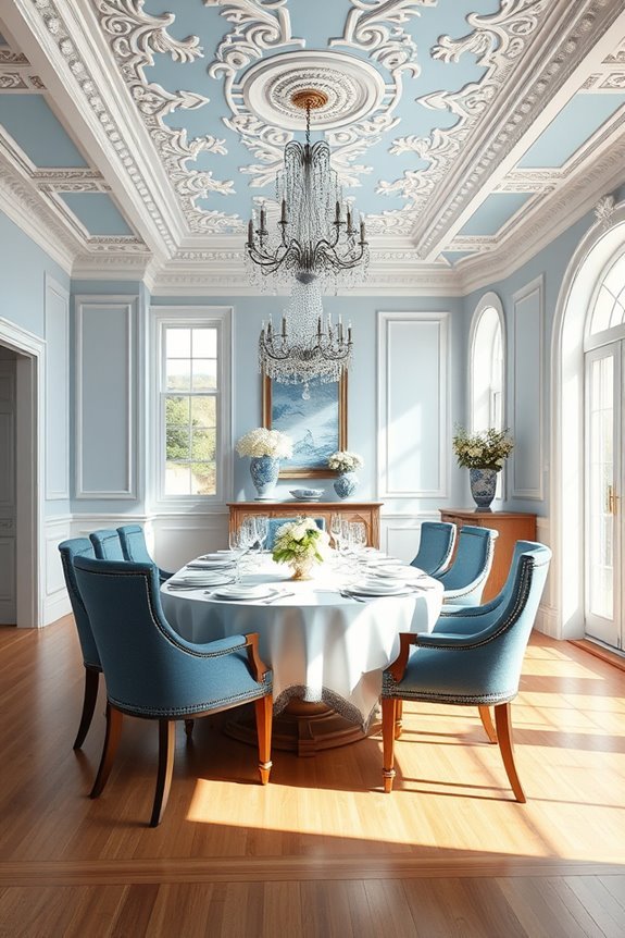 enchanting blue and white ceilings
