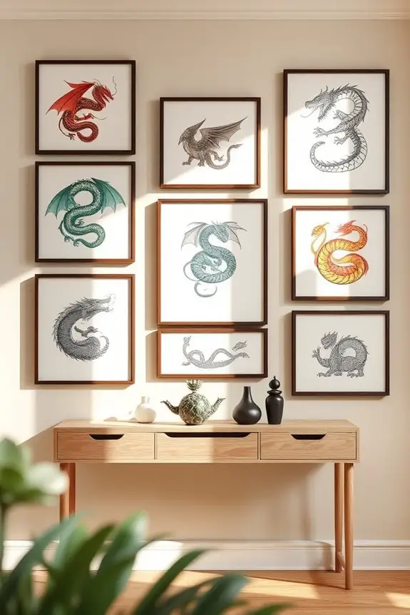enchanting framed dragon art