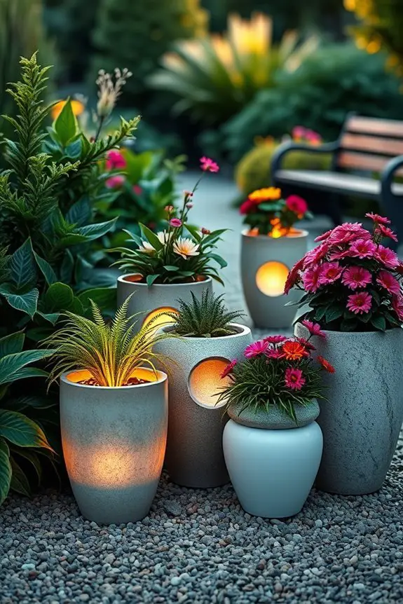 enchanting illuminated garden planters