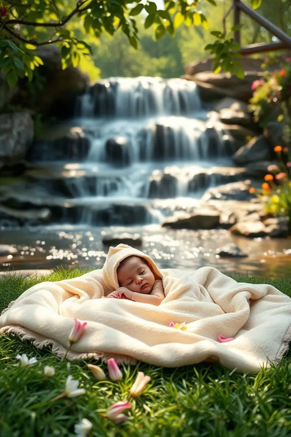 enchanting waterfall baby photoshoot