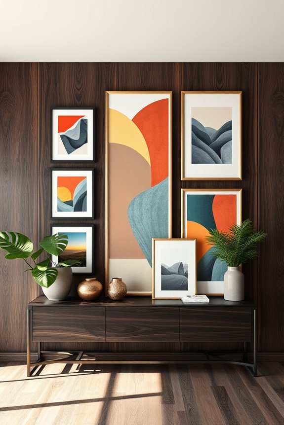 enhancing art with dark wood