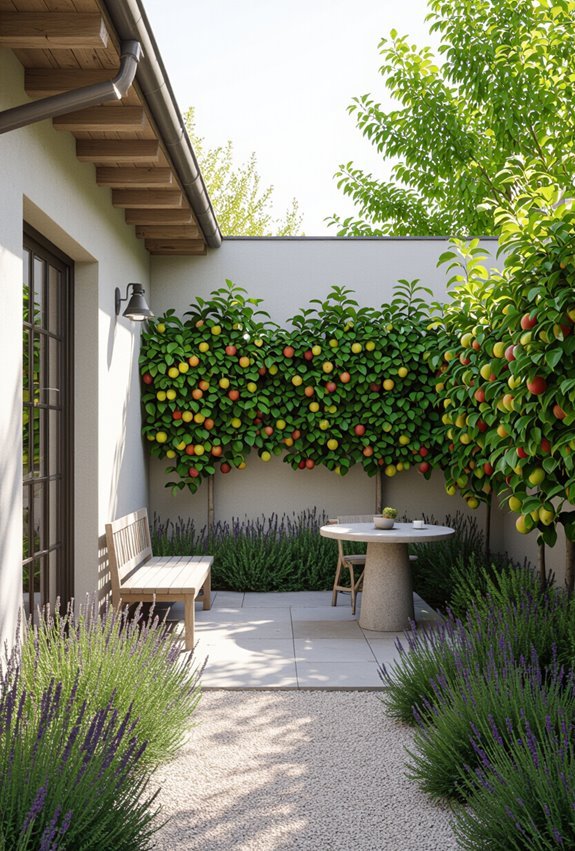 espaliered fruit tree orchard
