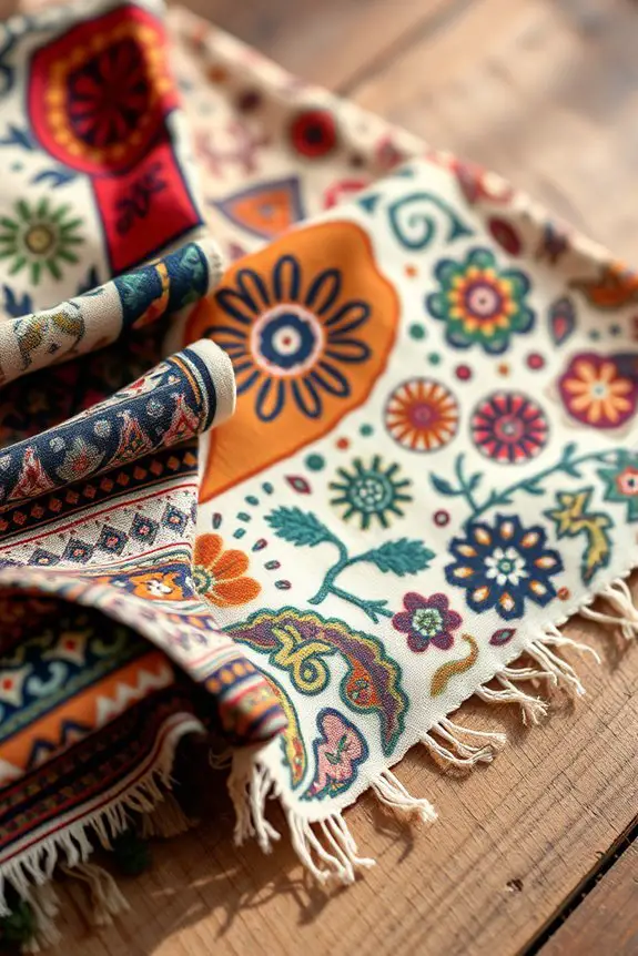 ethnic fabric decor layering