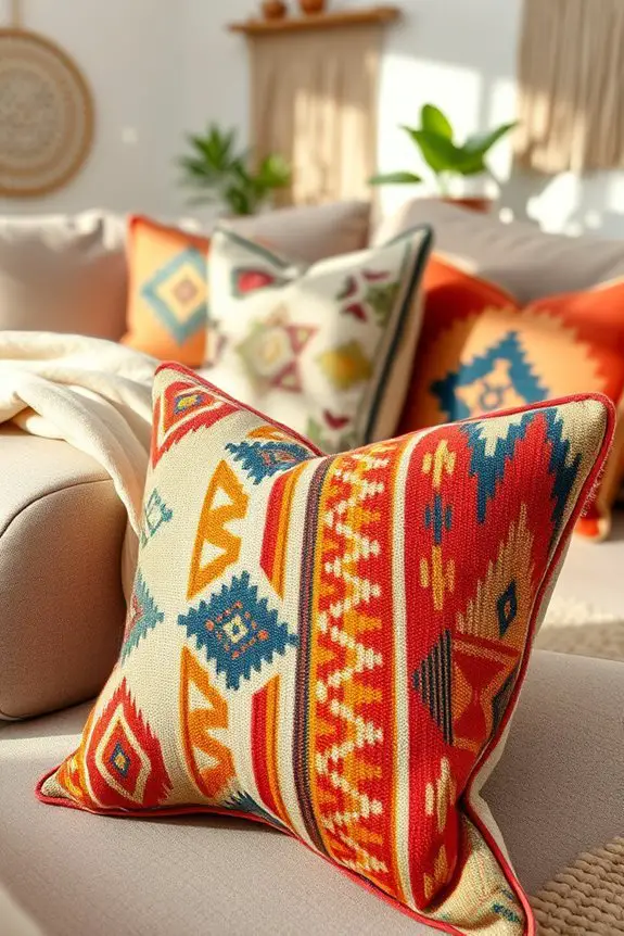 ethnic patterned pillow decor