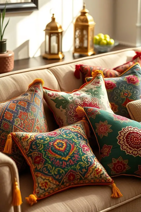 ethnic pillows enhance warmth