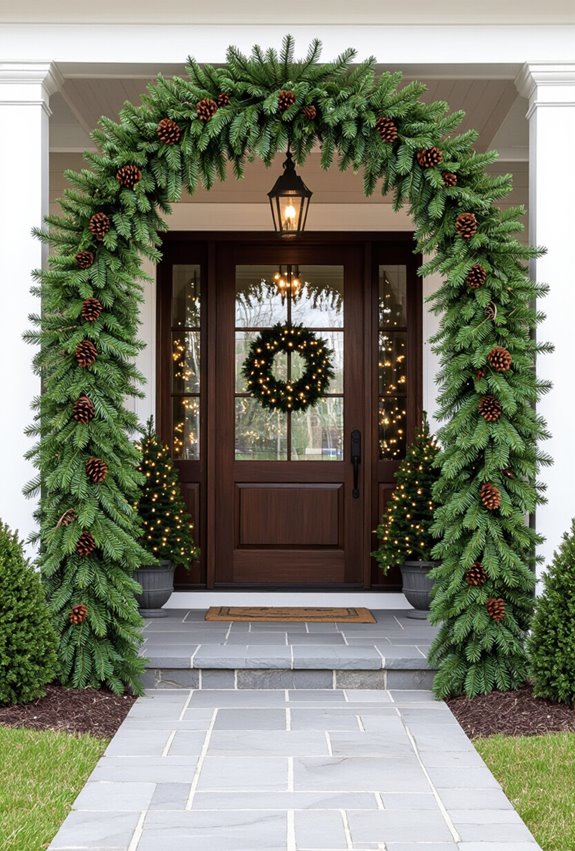 evergreen holiday entrance archway