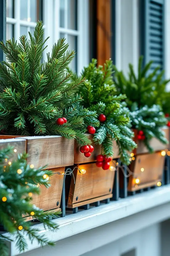 evergreen winter balcony display