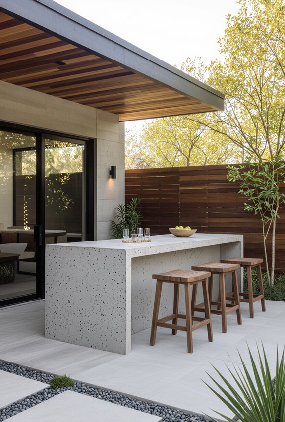 exposed aggregate rustic concrete bar