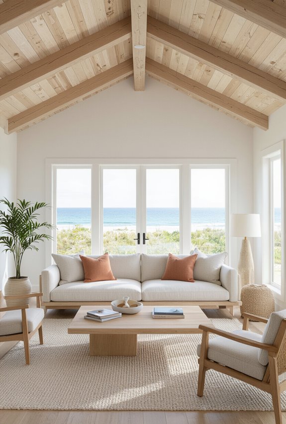 exposed beams elevate airy ceilings