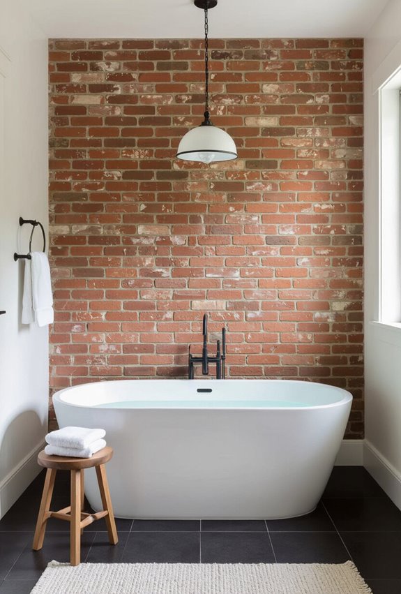 exposed brick industrial bathroom