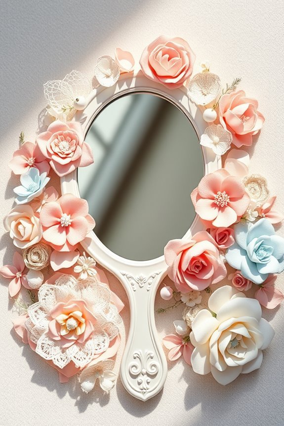 fabric flower mirror embellishments
