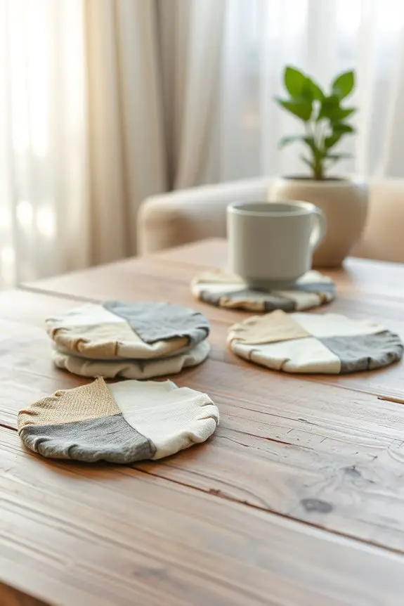 fabric scrap coaster creation
