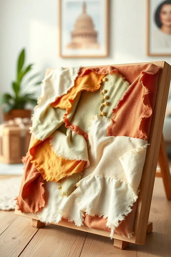 fabric scrap collage creation