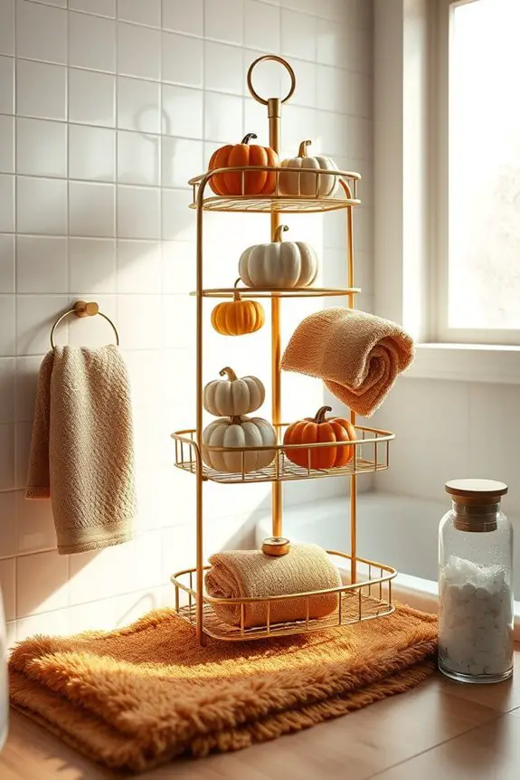 fall themed shower caddy organization