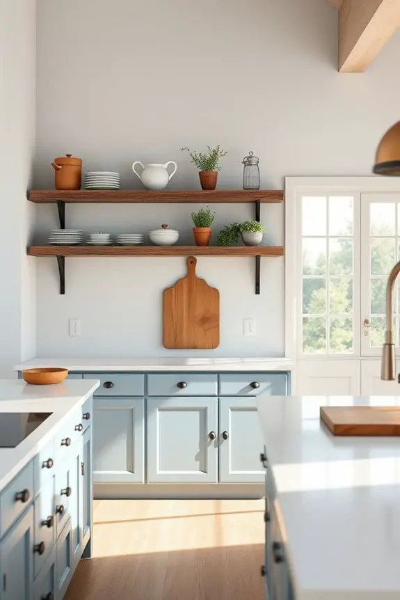 farmhouse blue rustic shelves