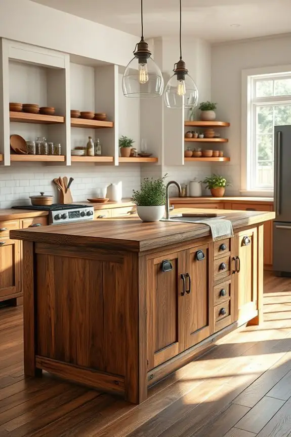 farmhouse brown kitchen island