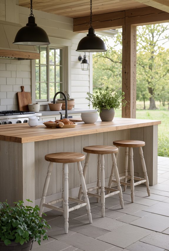 farmhouse counter height woven stools