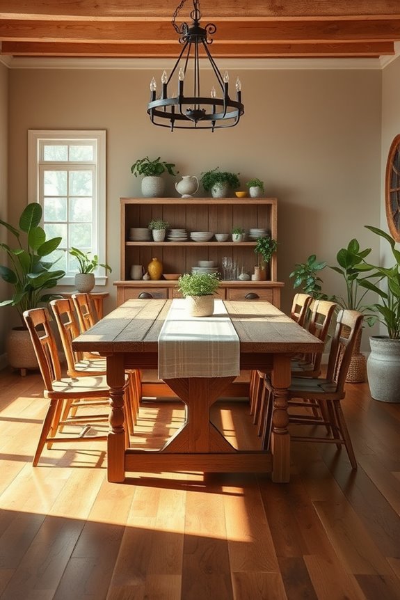 farmhouse dining room greenery