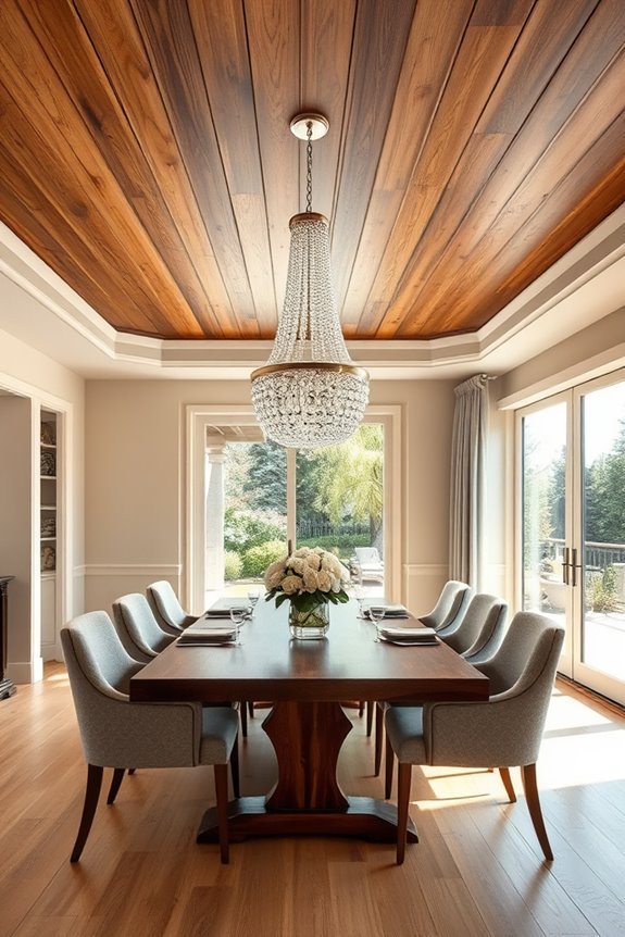 faux beams enhance dining rooms