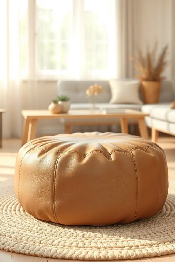faux leather pouf versatility