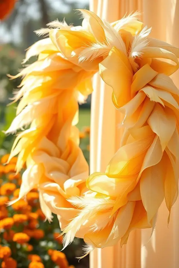 feather and fabric decor
