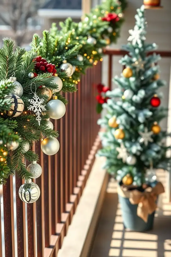 festive balcony ornament display