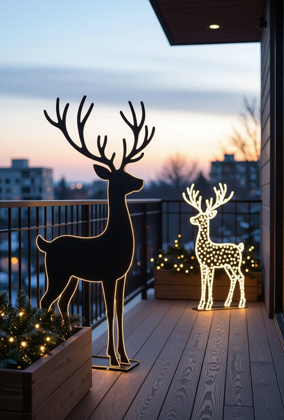 festive balcony reindeer decorations