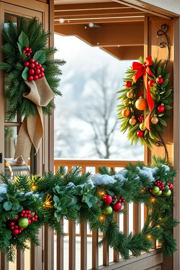 festive balcony wreath decorations