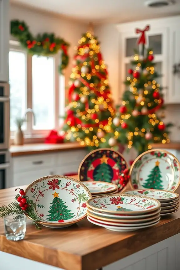 festive colorful holiday plates