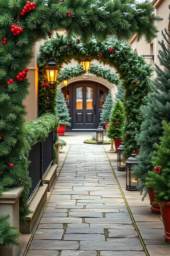 festive evergreen garland accents