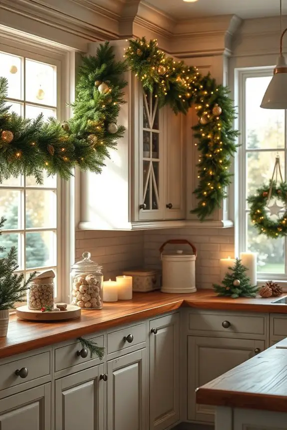 festive garlands for cabinets