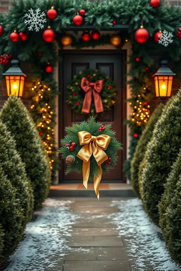 festive holiday entrance decorations