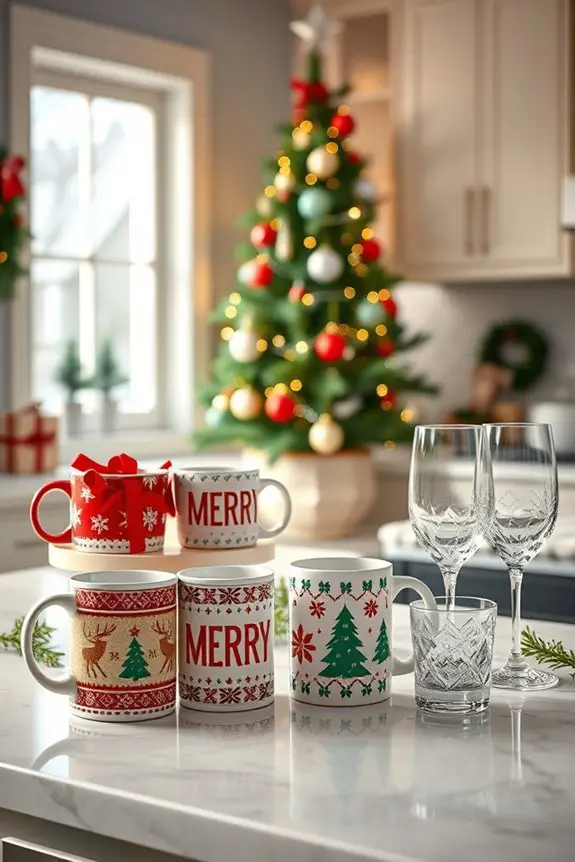 festive mugs and glassware