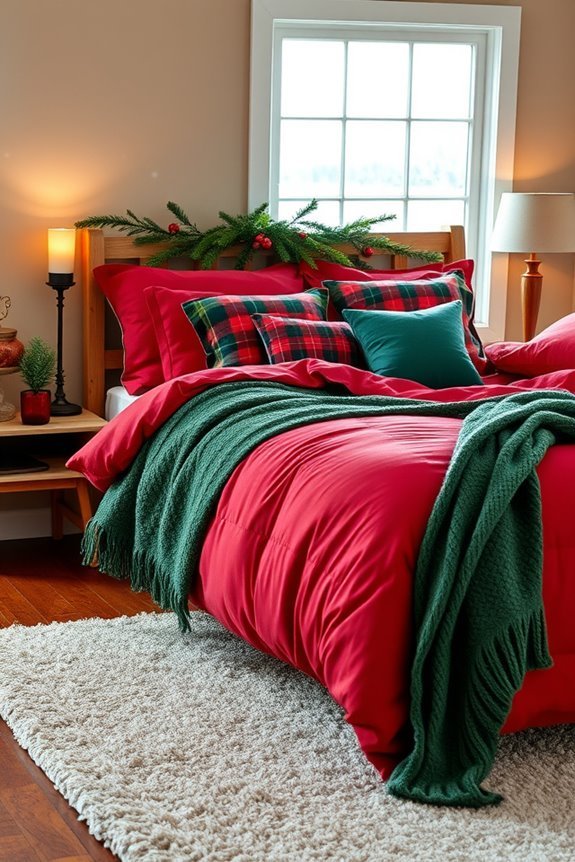 festive red and green accents