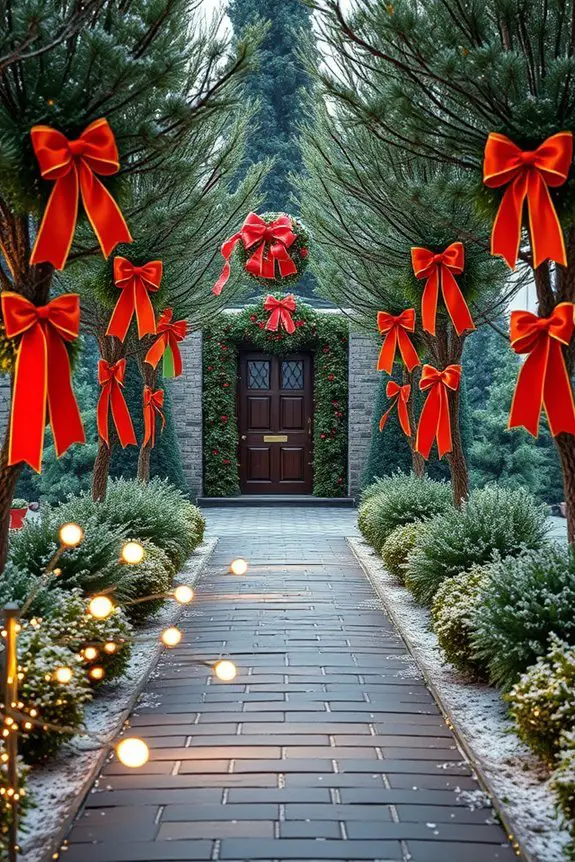 festive walkway bow ribbons