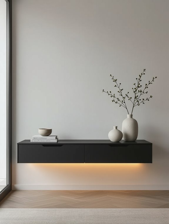 floating black console shelf
