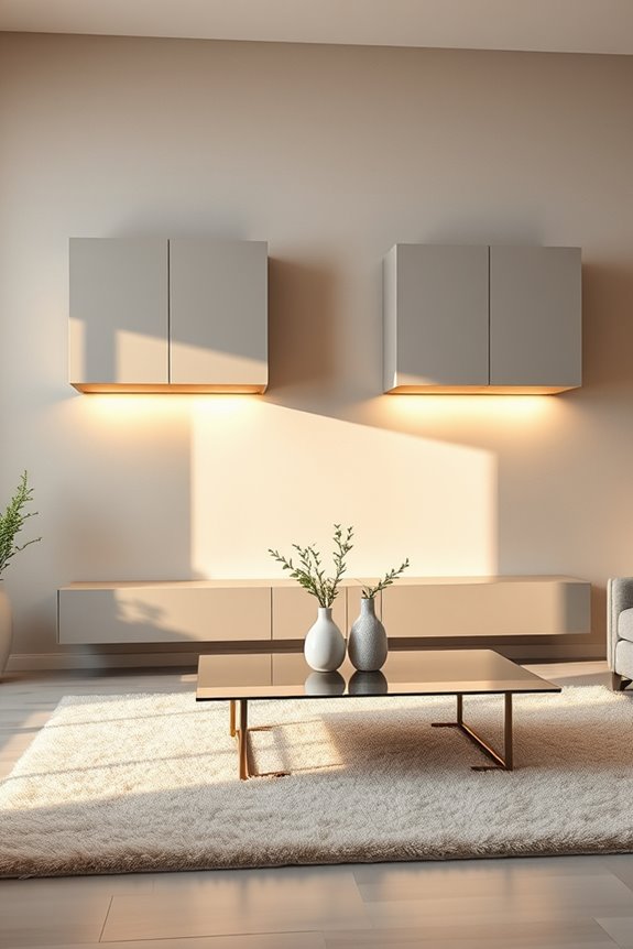 floating cabinets with lighting