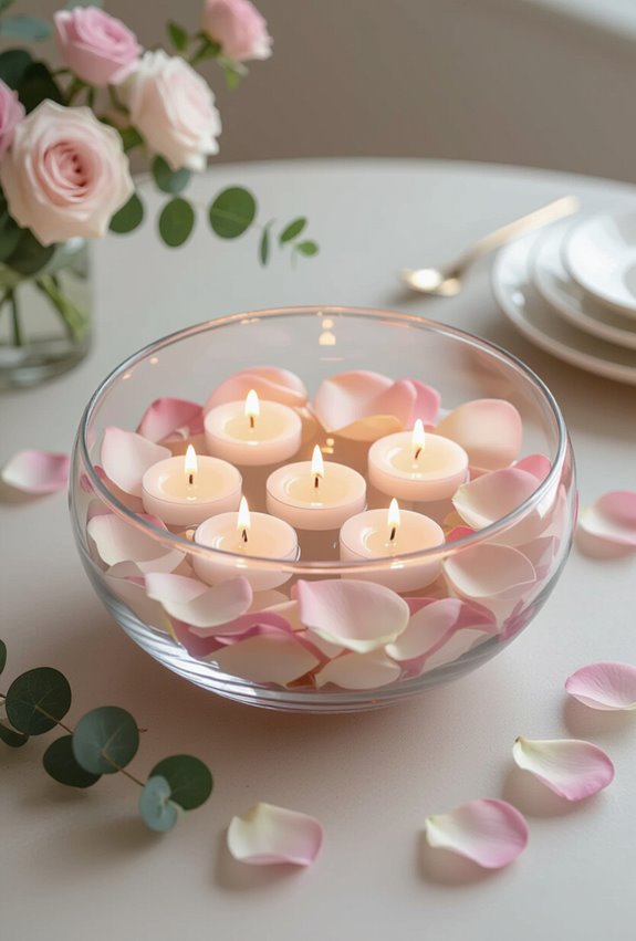 floating candles and petals