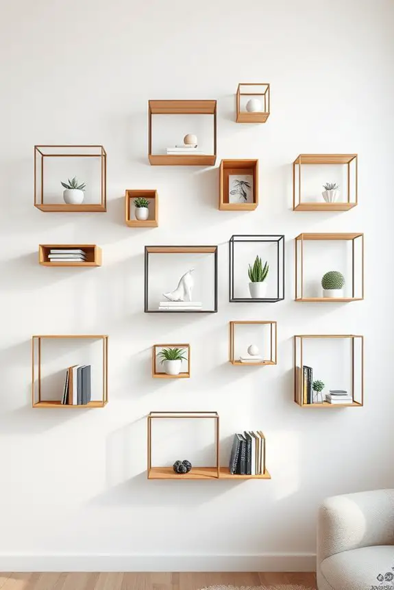 floating geometric wall shelves
