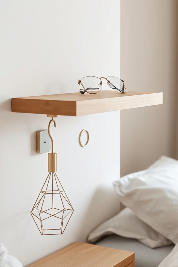 floating shelf with hooks