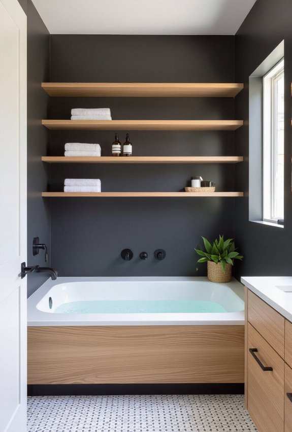 floating shelves above openings